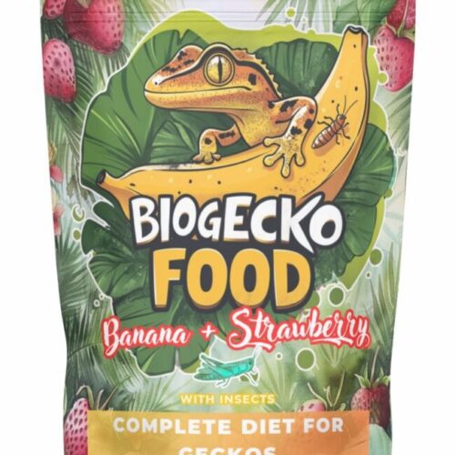 BioGecko Food Banana & Strawberry- 100g - pełnowartościowy pokarm dla gekonów orzęsionych i innych jaszczurek BANAN-TRUSKAWKA+OWADY