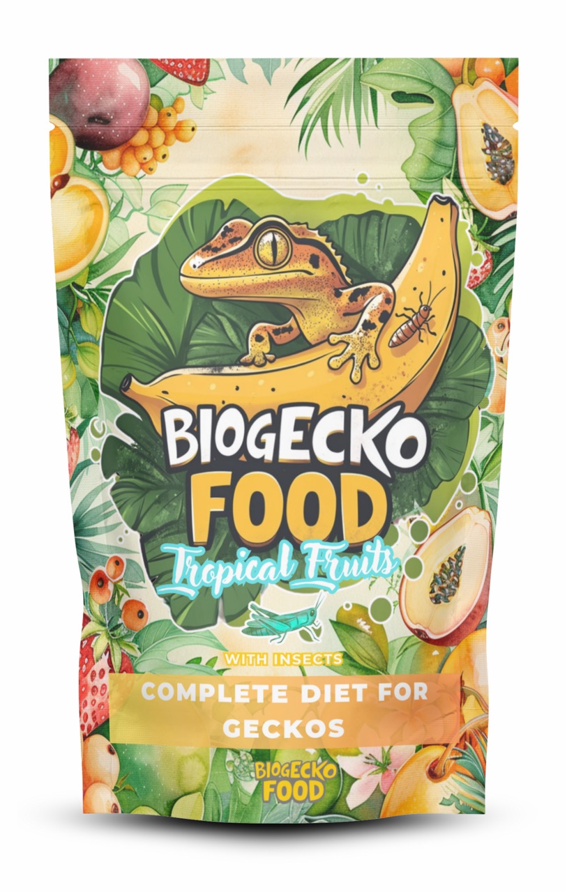 BioGecko Food Banana & Tropical Fruits- 100g - pełnowartościowy pokarm dla gekonów orzęsionych i innych jaszczurek BANAN-OWOCE TROPIKALNE+OWADY